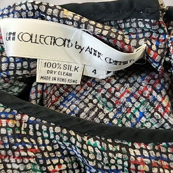 Vintage Umi Collections by Anne Grimm's long Sleeve multi colored top 100% Silk - Picture 9 of 9